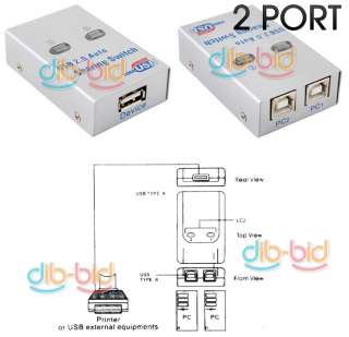 USB 2.0 2 Port HUB Sharing Switch PC Printer Scanner  