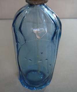 19C. ANTIQUE BLUE GLASS SODA SELTZER SYPHON BOTTLE  