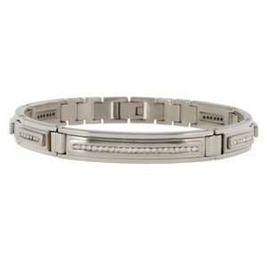 Stainless Steel, 14k White Gold & Diamond Bracelet (8) (0 