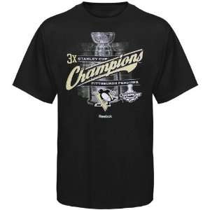   Black 3 Time Stanley Cup Champions Trophy T shirt