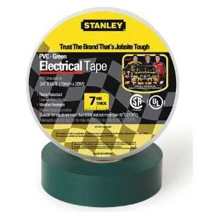  STANLEY 3ZGK3 Electric Tape,3/4 In,66 Ft,7 Mil,Green