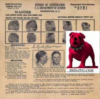   Robber Criminal FBI Fingerprint Copy Card Copy May 20,1933  