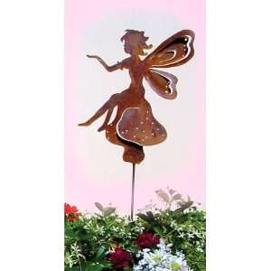  Rust Metal Sculpture Garden Stakes Yard Art Fairy 7904 