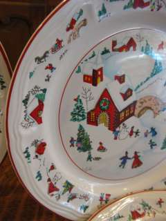 FARBERWARE CHINA WHITE CHRISTMAS PATTERN DINNER PLATES  