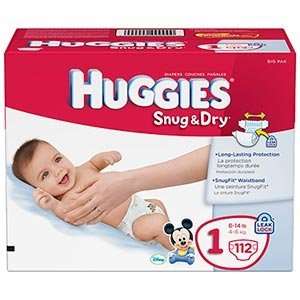  Huggies® Snug & Dry Diapers Size 1; 112 Ct LeaklockTM 
