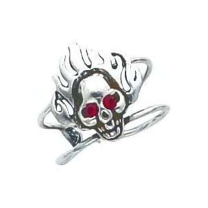 Sterling Silver Swarovski Crystal Skull Toe Ring Jewelry
