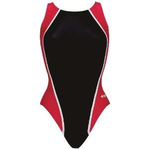  Dolfin Swimwear Traditional Team Panel Swimsuit BLACK/RED 