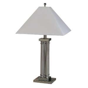    Square Beige Linen Shade Chrome Table Lamp