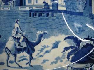   / ROMANTIC STAFFORDSHIRE BLUE CAMEL PAT WELL & TREE PLATTER  