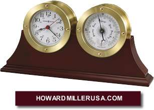   Howard Miller Weather Maritime Ship barometer thermometer Clock  