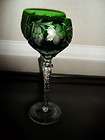   TRAUBE TALL WINE HOCK CUT TO CLEAR CRYSTAL STEM FOREST GREEN GRAPES