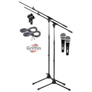 Microphone Boom Stand with Cardioid Dynamic Mic XLR Cables Telescoping 
