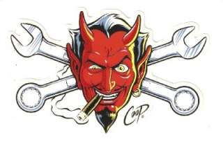 Full Color Sticker Coop Devil Face Crossed Wrenches  