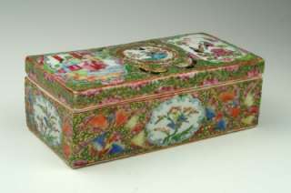   Antique Chinese Qing Famille Rose Medallion Porcelain Writing Desk Box