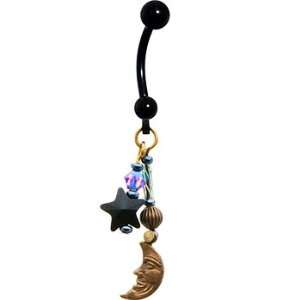  Handcrafted Titanium Celestial Star and Moon Belly Ring Jewelry