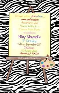 Painting Pottery Party invitation zebra  