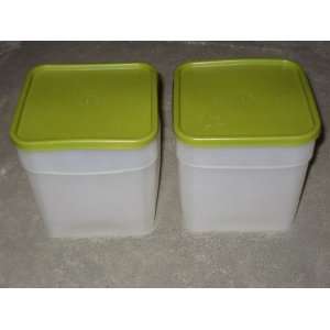  Tupperware 1 Quart Clear Storage Container w/ Avocado Green Lid 