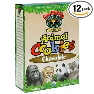 EnviroKidz Organic Animal Cookies, Chocolate, 9 Ounce Boxes (Pack of 