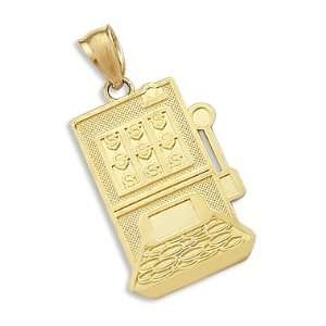    14k Yellow Gold Slot Machine Las Vegas Charm Pendant Jewelry
