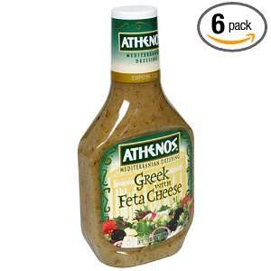 Athenos Mediterranean Greek with Feta Cheese, 24 Ounce Bottles (Pack 
