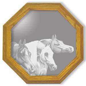 Decorative Framed Mirror Wall Decor With Arabian Horse Etched Mirror 